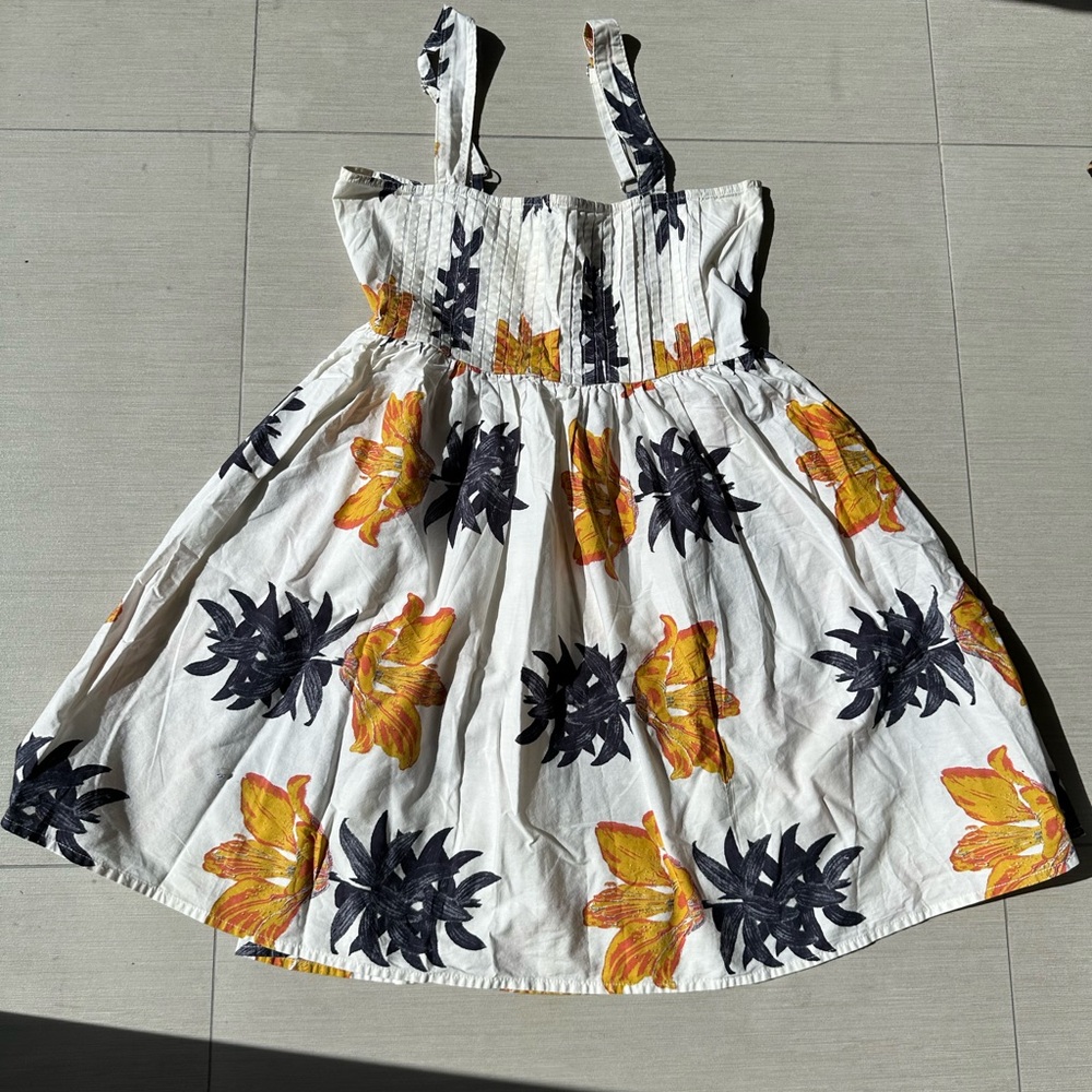 Floral Print Dress - White, Yellow, Black